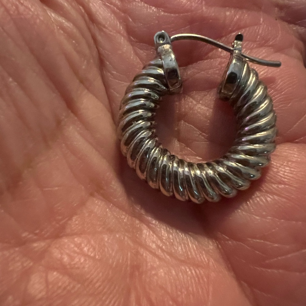 Solid Heavy .925 Sterling Silver Hoop Earrings - image 3